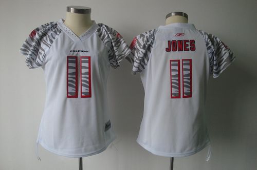 Falcons #11 Julio Jones White Women's Zebra Field Flirt Stitched NFL Jersey - Click Image to Close